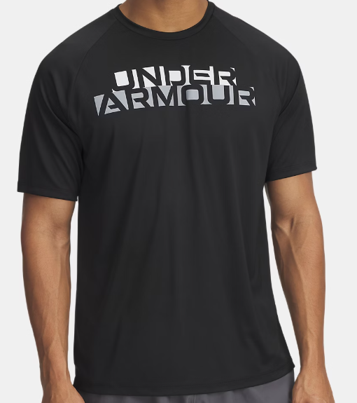 Under Armour UA Logo Hombre Negro Talla L | Camiseta Deportiva de Manga Corta para Running y Entrenamiento